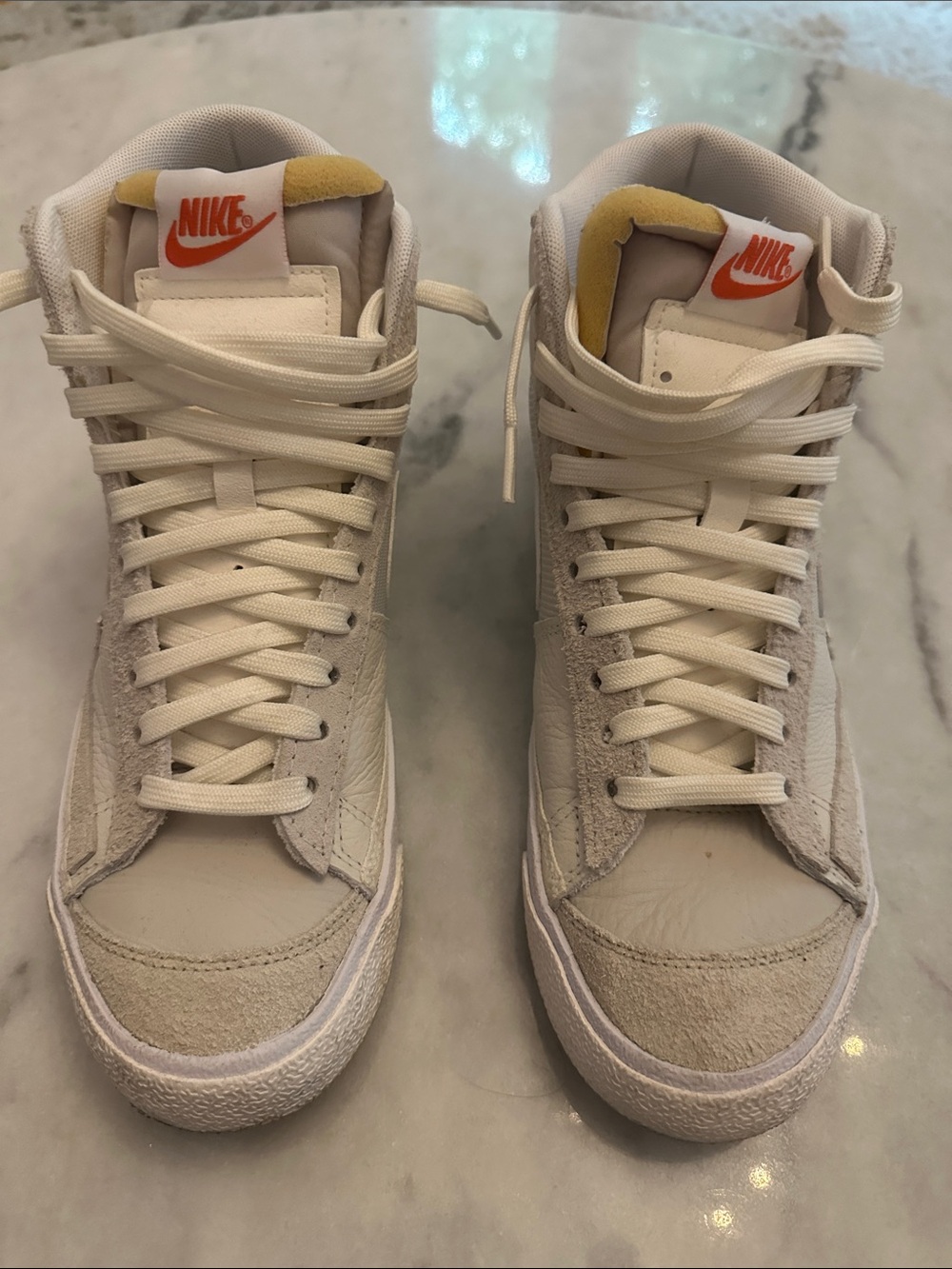 Nike High-Top Sneakers in White w/ Cream Accent